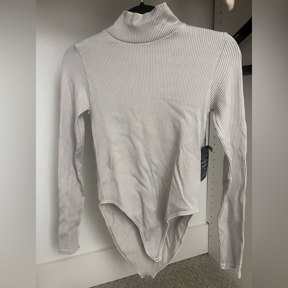 Forever 21 Silver Turtleneck Bodysuit Size S/M